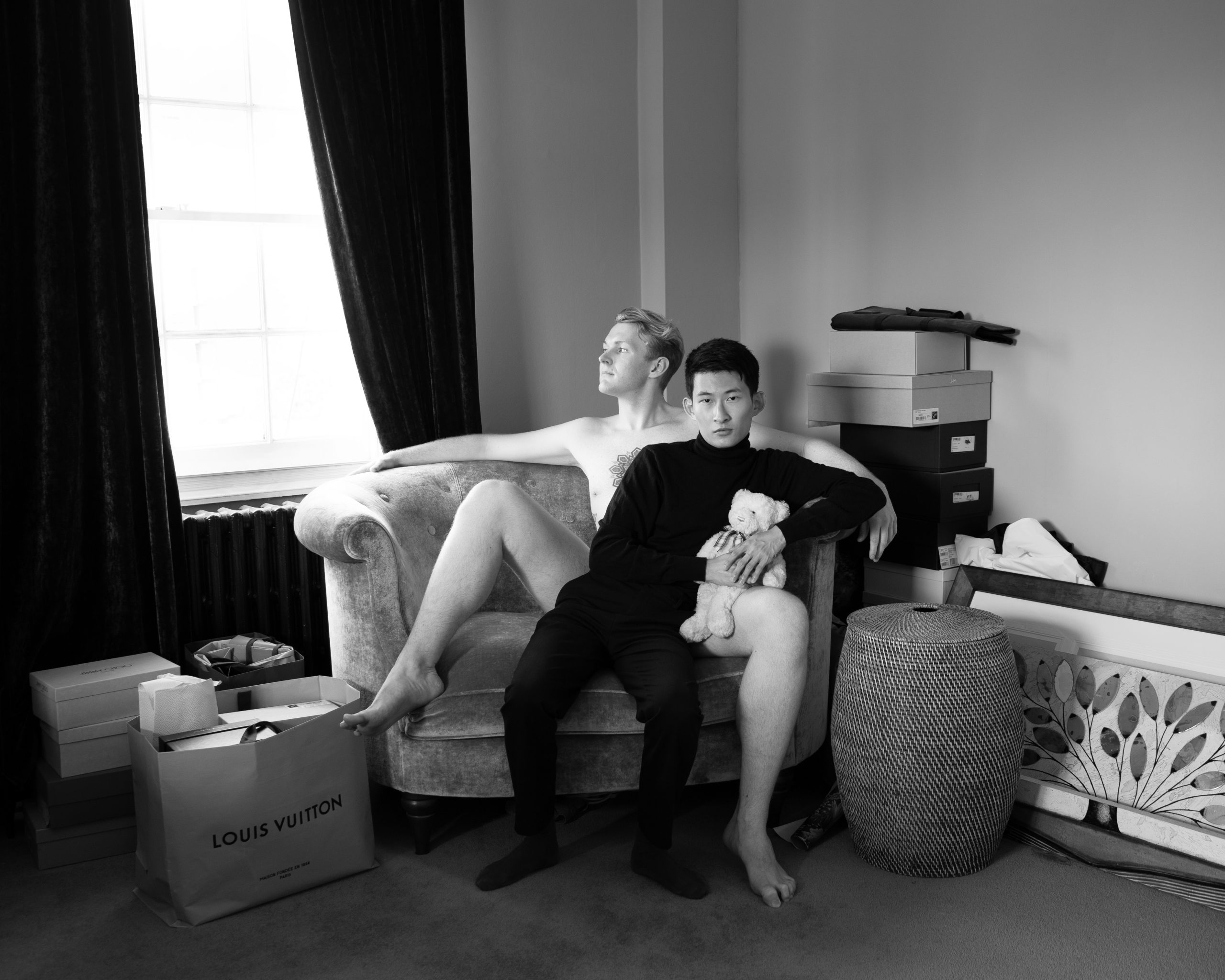 Jeremy Chih-Hao Chuang: Sitting in the grey button-back chair, 2024